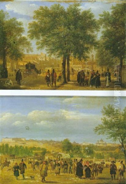 Vue D'une Avenue Madrilene Oil Painting by Giuseppe Canella