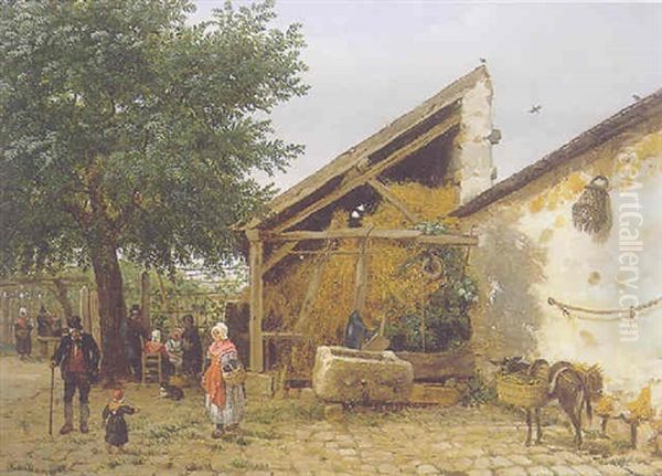 Scene Dans Une Cour D'auberge Oil Painting by Giuseppe Canella