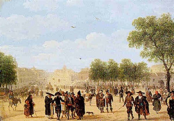 Vue D'une Avenue Madrilene Oil Painting by Giuseppe Canella