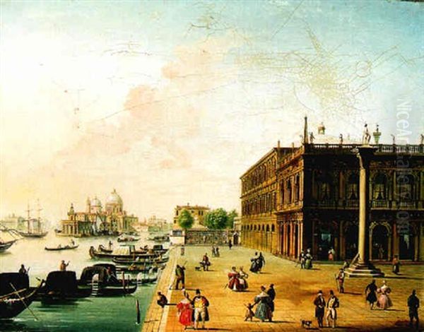 Riva Degli Schiavoni And Santa Maria Della Salute Oil Painting by Giuseppe Canella