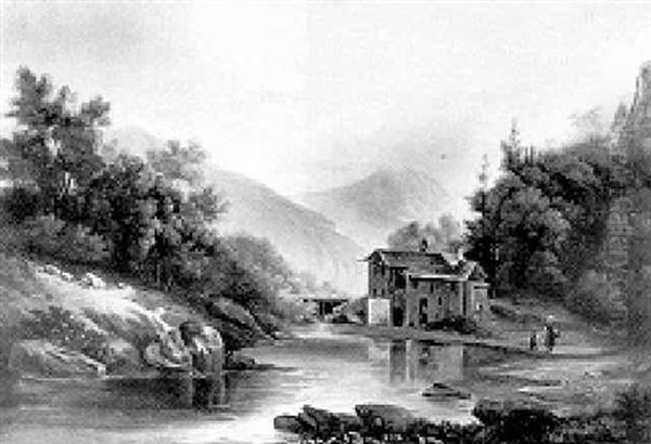 Paesaggio Fluviale Oil Painting by Giuseppe Canella