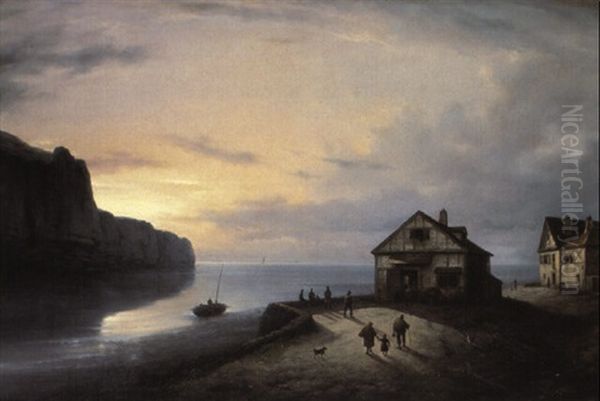 Tramonto In Bretagna Oil Painting by Giuseppe Canella