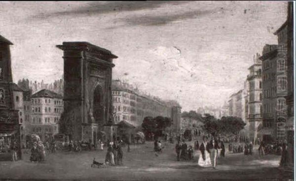 La Porte Saint Denis Oil Painting by Giuseppe Canella