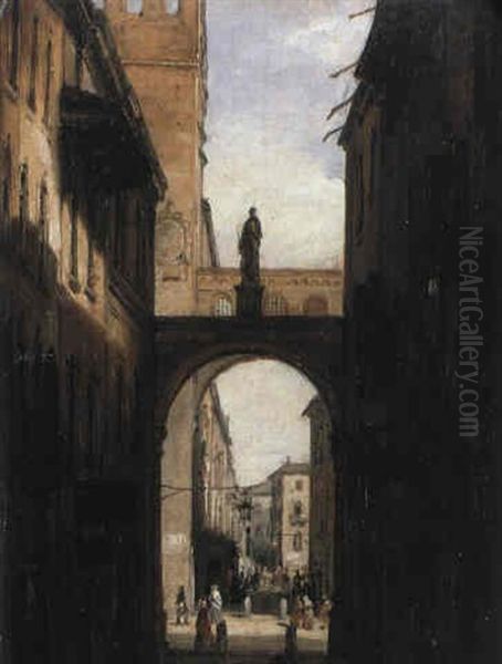 Una Via Di Verona Oil Painting by Giuseppe Canella