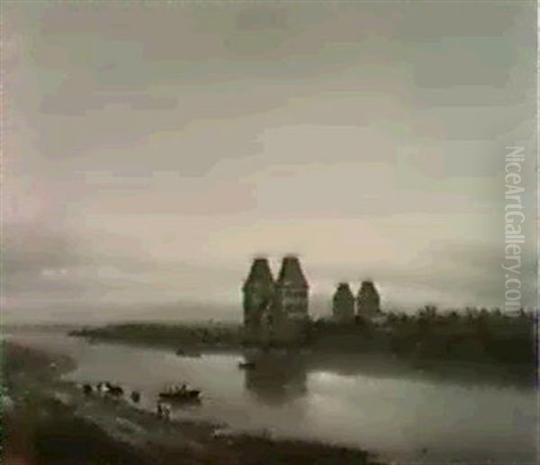 Torino, Veduta Del Valentino Oil Painting by Giuseppe Canella