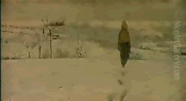 Nevlicata A San Gemignano Oil Painting by Niccolo Cannicci