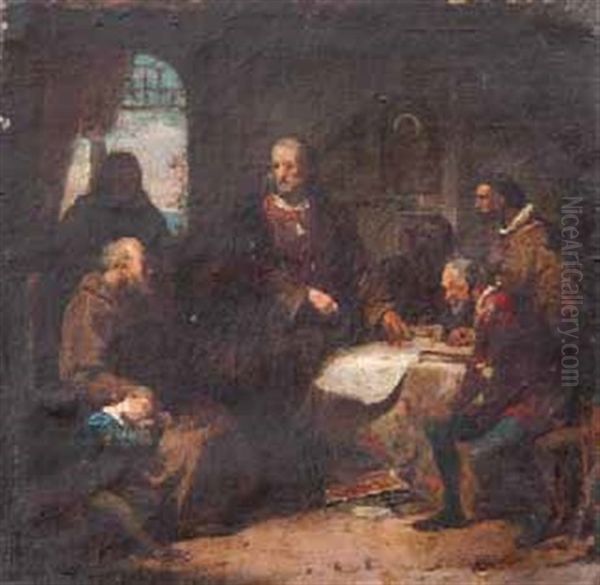 Colon En La Rabida Oil Painting by Eduardo Javier Ramon Cano de la Pena