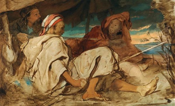 The Flamingo Hunters Oil Painting by Hans (Johann von Strasiripka) Canon