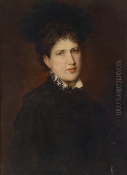 Bildnis Einer Frau Mit Hut Oil Painting by Hans (Johann von Strasiripka) Canon