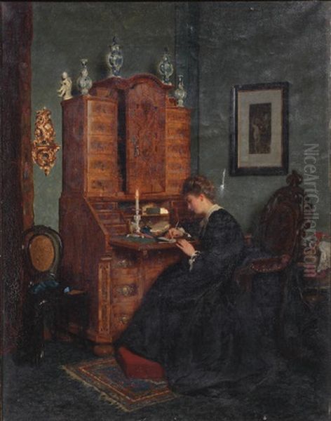 Self-portrait Of The Artist Oil Painting by Hans (Johann von Strasiripka) Canon