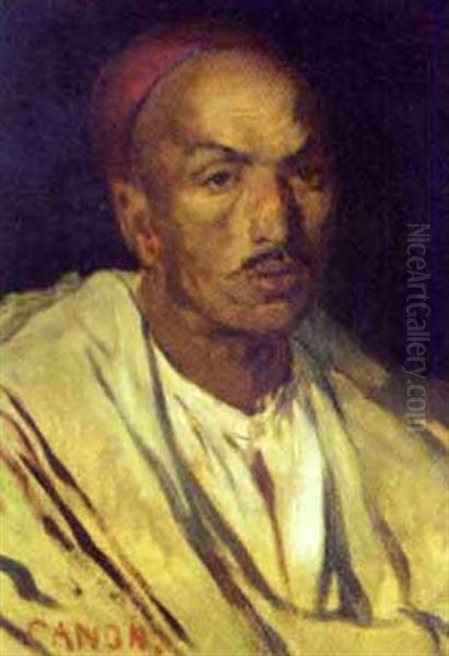 Portrait Of A Man Wearing A Fez Oil Painting by Hans (Johann von Strasiripka) Canon