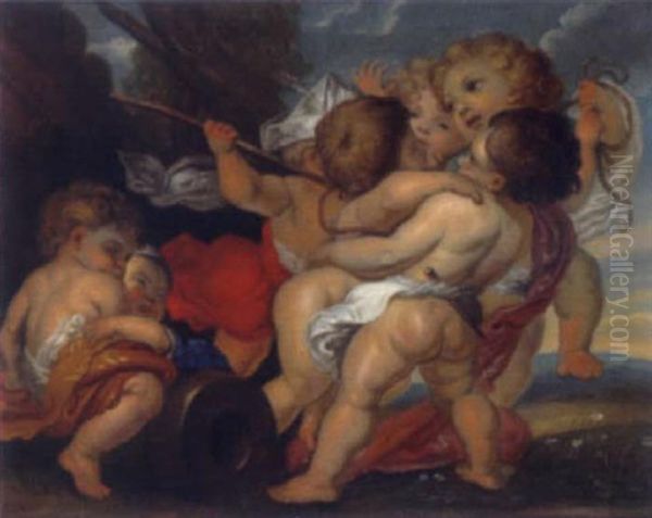 Raufende Kinder Oil Painting by Hans (Johann von Strasiripka) Canon