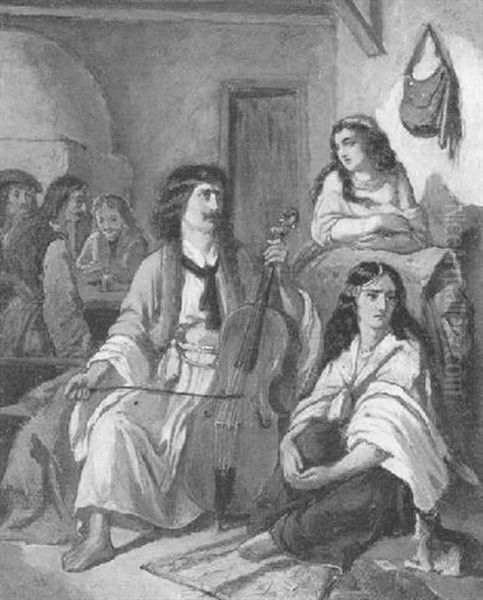 Musizierende Zigeuner Oil Painting by Hans (Johann von Strasiripka) Canon