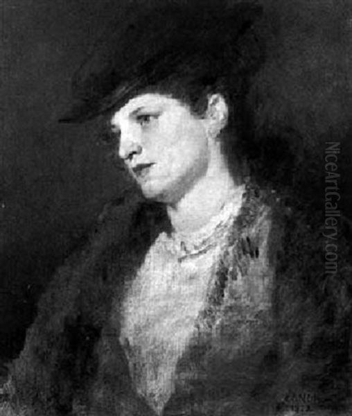 Bildnis Einer Jungen Dame Im Pelzmantel Oil Painting by Hans (Johann von Strasiripka) Canon