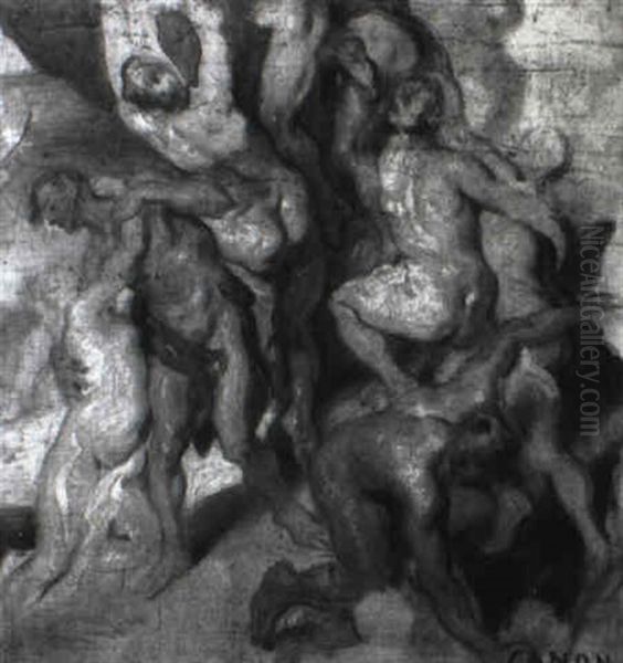 The Fall Of The Damned Oil Painting by Hans (Johann von Strasiripka) Canon