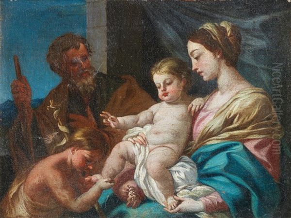 The Holy Family With The Infant Saint John The Baptist Oil Painting by Simone Cantarini (Pesarese)