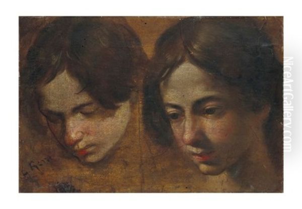 Etude De Tetes Oil Painting by Simone Cantarini (Pesarese)