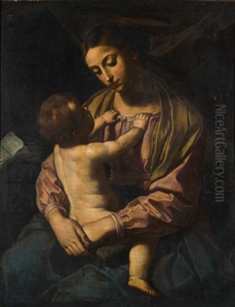 The Madonna And Child Oil Painting by Simone Cantarini (Pesarese)