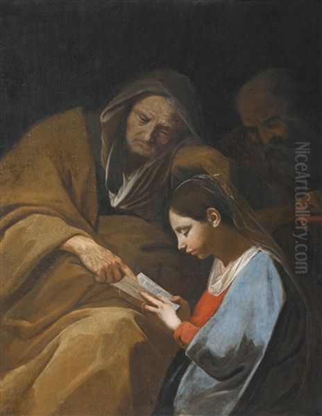 Education Of The Virgin Oil Painting by Simone Cantarini (Pesarese)