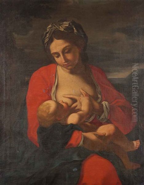 Madonna Col Bambino Oil Painting by Simone Cantarini (Pesarese)