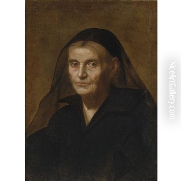 Portrait Of A Widow Oil Painting by Simone Cantarini (Pesarese)