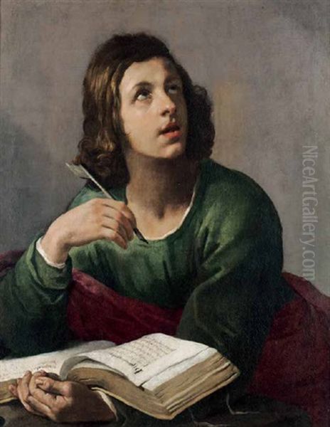 San Giovanni Evangelista Oil Painting by Simone Cantarini (Pesarese)