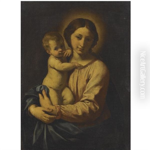 Madonna And Child Oil Painting by Simone Cantarini (Pesarese)