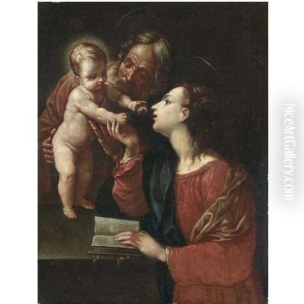 The Holy Family Oil Painting by Simone Cantarini (Pesarese)