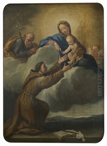 La Sainte Famille Avec Saint Antoine Oil Painting by Simone Cantarini (Pesarese)