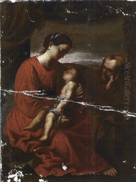 La Sainte Famille Oil Painting by Simone Cantarini (Pesarese)