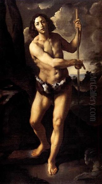 San Giovanni Battista Oil Painting by Simone Cantarini (Pesarese)