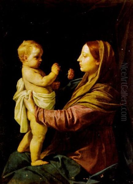 Madonna Con Bambino Oil Painting by Simone Cantarini (Pesarese)