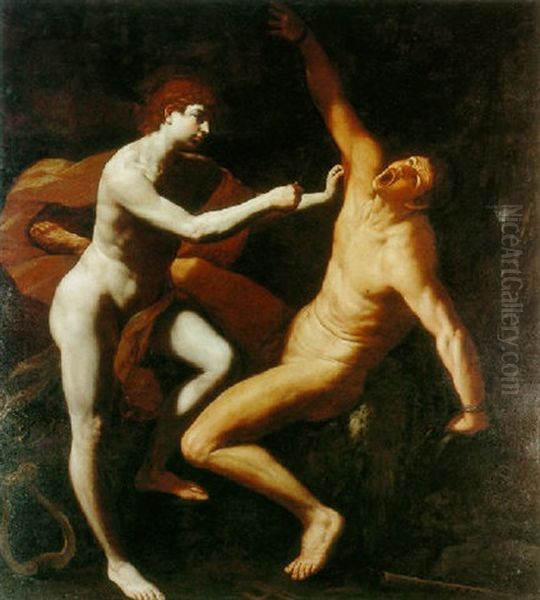The Flaying Of Marsyas Oil Painting by Simone Cantarini (Pesarese)