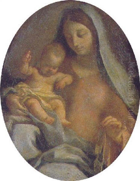 The Madonna And Child Oil Painting by Simone Cantarini (Pesarese)