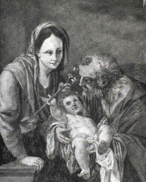 The Holy Family Oil Painting by Simone Cantarini (Pesarese)