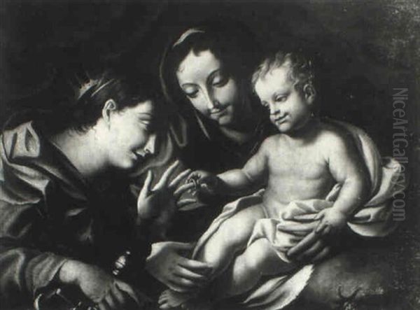 The Mystic Marriage Of St. Catherine Oil Painting by Simone Cantarini (Pesarese)