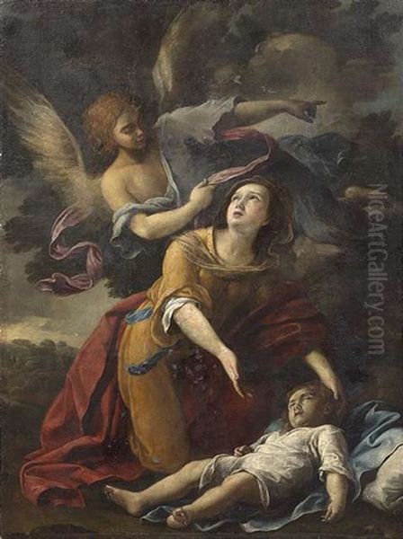 Der Engel Erscheint Hagar Oil Painting by Domenico Maria Canuti