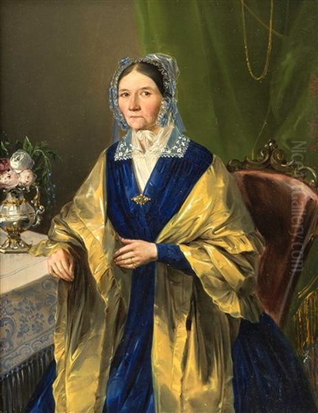 Portrat Einer Vornehmen Dame Oil Painting by August (Agost Elek) Canzi