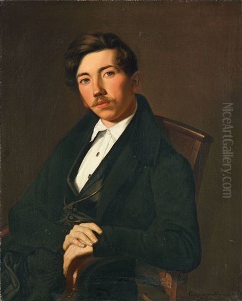 Bildnis Eines Jungen Mannes Oil Painting by August (Agost Elek) Canzi