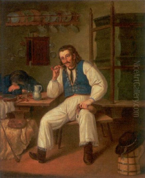 Interior Med Sigojnere Oil Painting by August (Agost Elek) Canzi