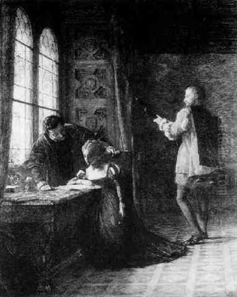 A Courting Couple Oil Painting by Mrs. Louisa Starr Canziani