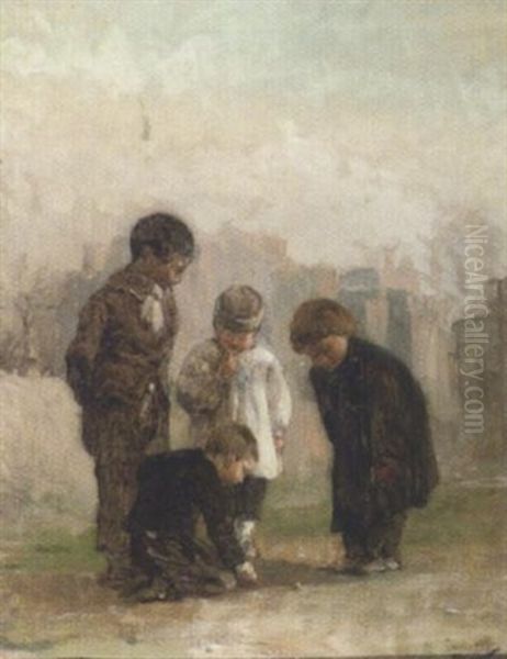 Jeu De Billes Oil Painting by Louis Capdevielle