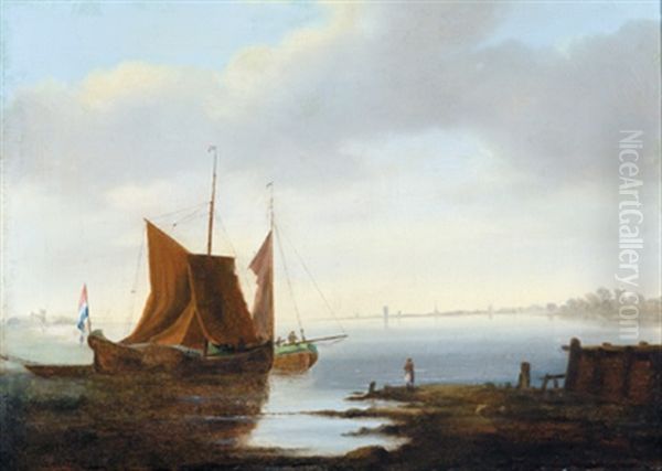 Schiffe Auf Ruhiger See Oil Painting by Jan Van De Cappelle