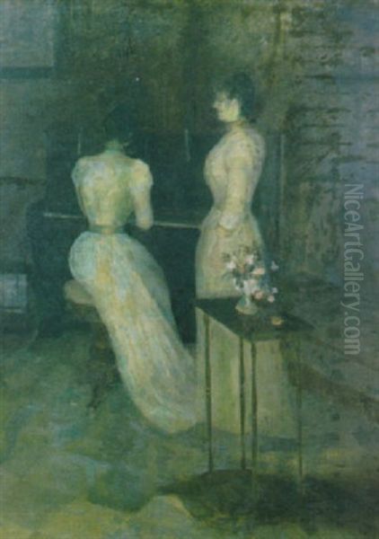 Al Pianoforte Oil Painting by Leonetto Cappiello