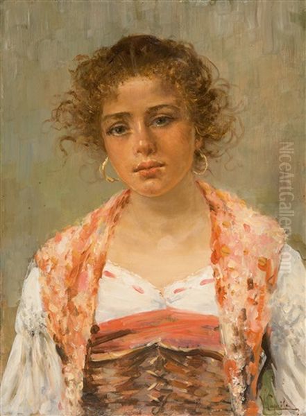 Bildnis Einer Jungen Neapolitanerin Oil Painting by Vincenzo Caprile