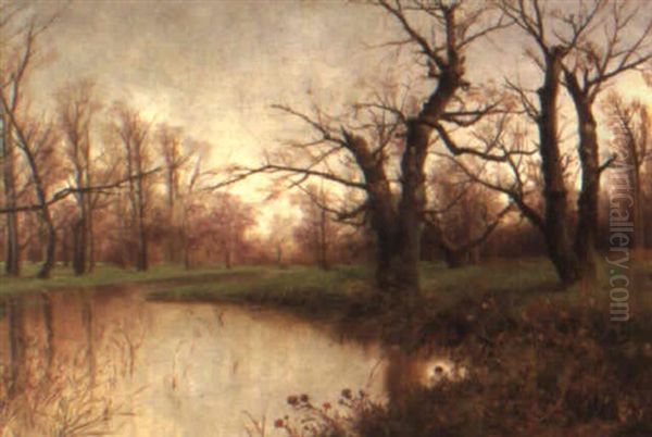 Herbstliche Aulandschaft Oil Painting by Francesco Capuano