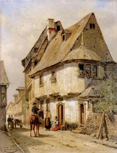 Une Vue A Enkirch, Moselle Oil Painting by Jacques Francois Carabain