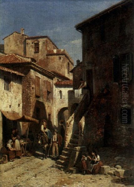 The Village Oil Painting by Jacques Francois Carabain