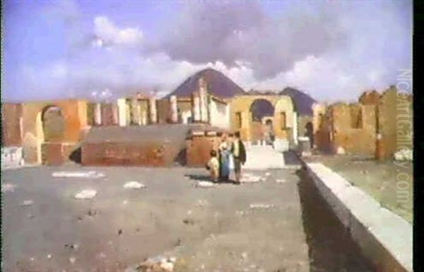 Les Ruines De Pompei Oil Painting by Jacques Francois Carabain