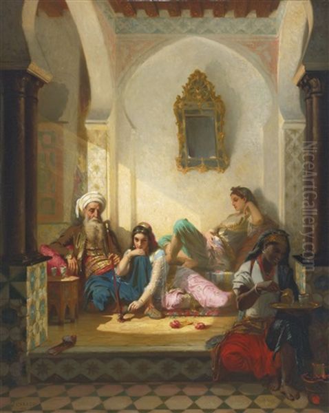 Interieur A Alger Oil Painting by Joseph Caraud